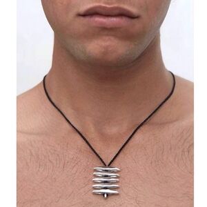 (9) Mens/Unisex Stainless Steel with Rubber Necklace
